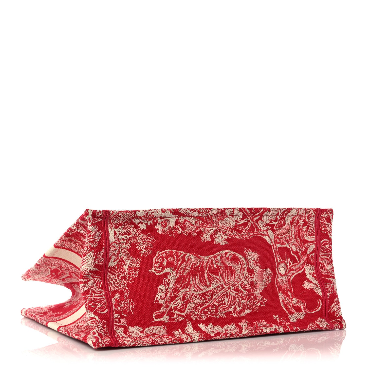 Christian Dior Canvas Embroidered Medium Toile De Jouy Reverse Book Tote Fuchsia 4 of 10