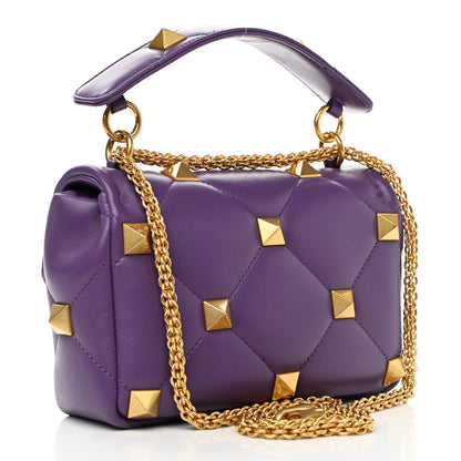 Valentino Garavani Nappa Medium Roman Stud Shoulder Bag Indian Violet 3 of 11