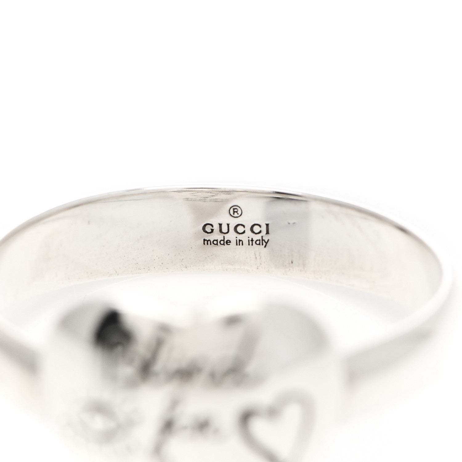Gucci Sterling Silver Blind for Love Heart Band Ring 61 9.5 4 of 6