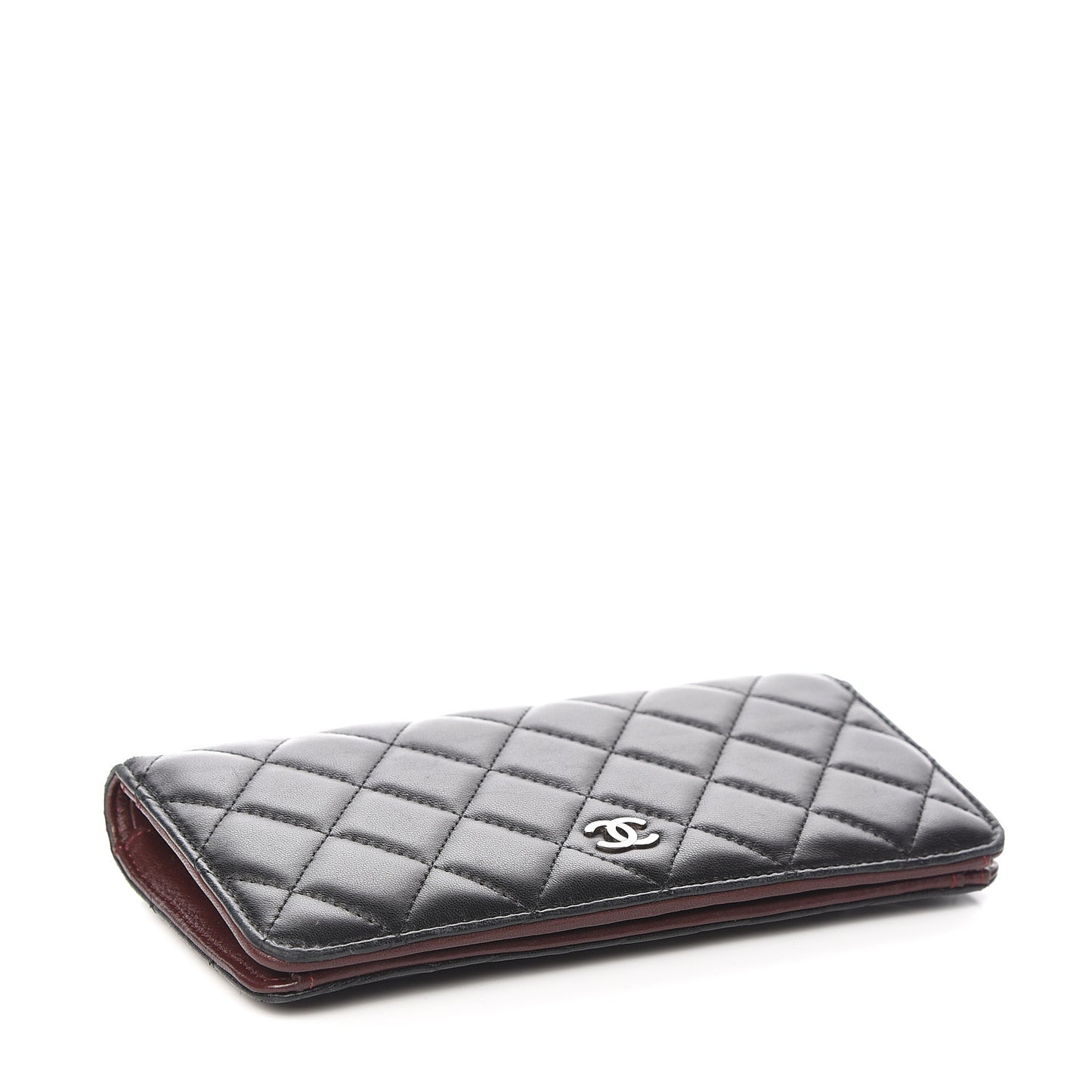 Lambskin Quilted Yen Wallet Black