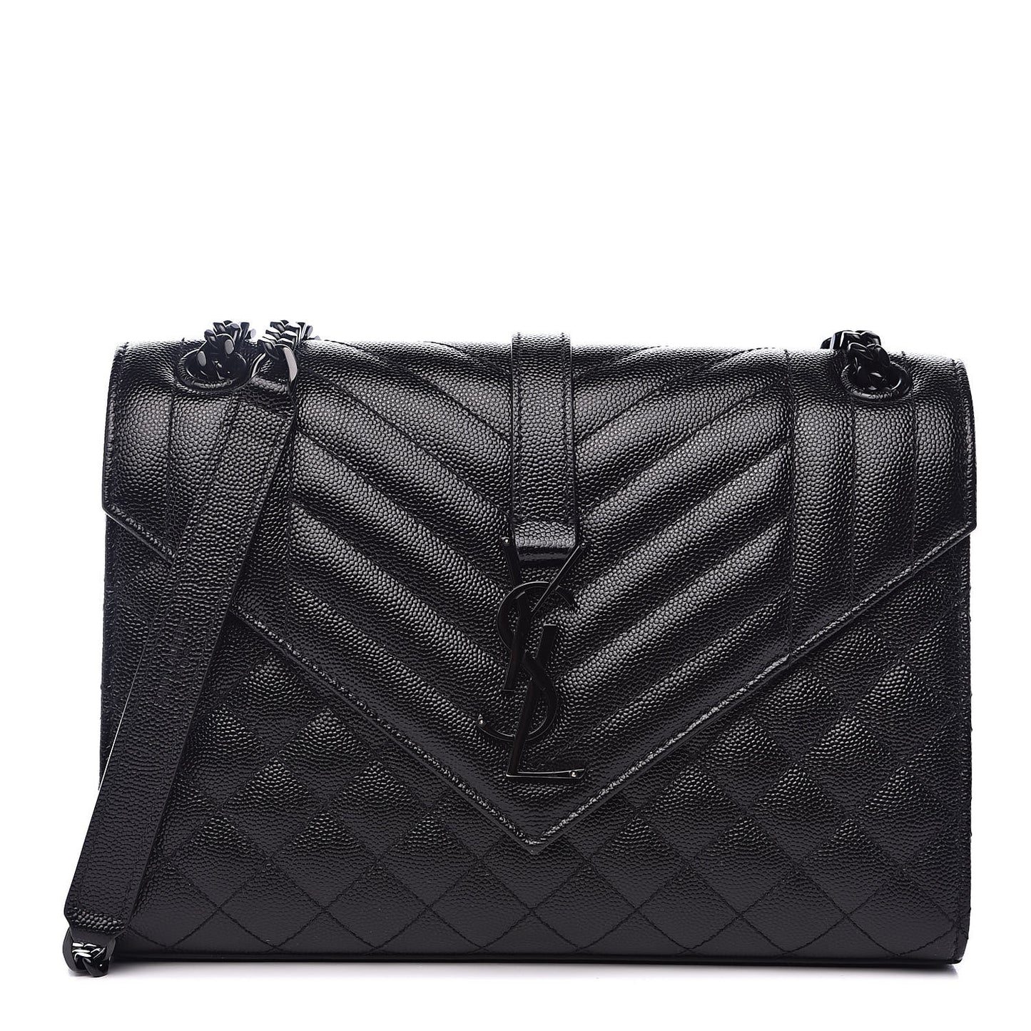 Grain De Poudre Textured Mixed Matelasse Triquilt Medium Monogram Satchel Black