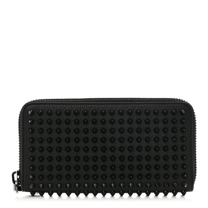 Christian Louboutin Calfskin Empire Panettone Spiked Zip Around Wallet Black 1 of 8