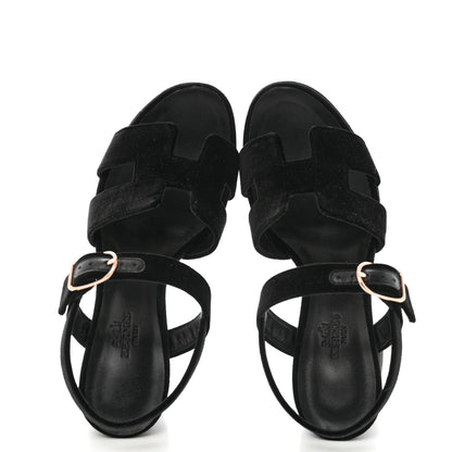 Hermes Velvet Jazz 90 Sandals 36.5 Black 2 of 10