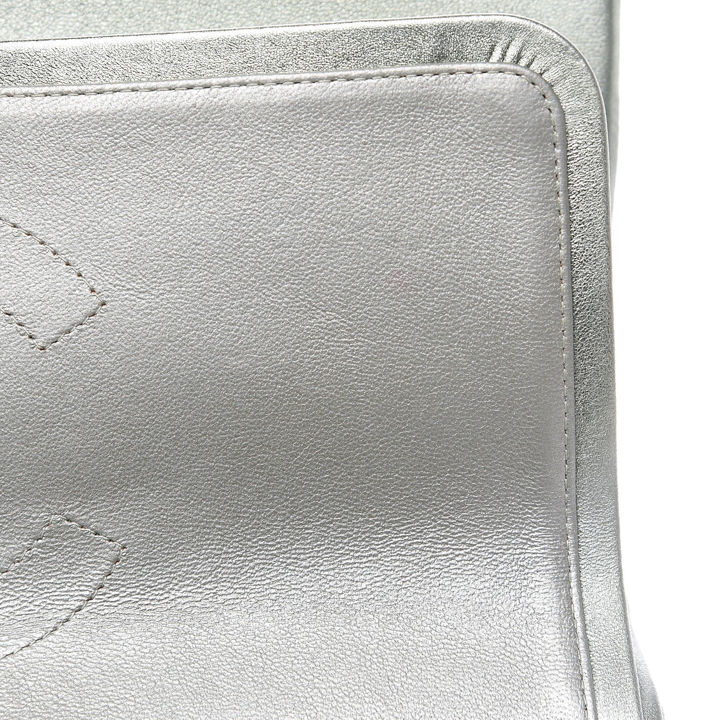 Metallic Lambskin Quilted Jumbo Double Flap Green