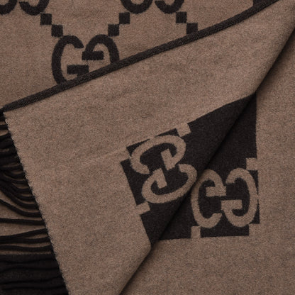 Gucci Wool Cashmere GG Monogram Blanket Dark Brown 11 of 11