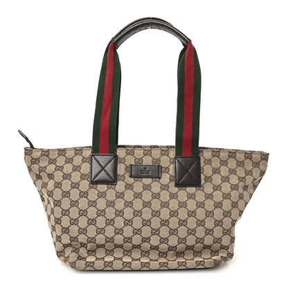 Gucci GG Monogram Medium Web Handle Bucket Tote Dark Brown 1 of 10