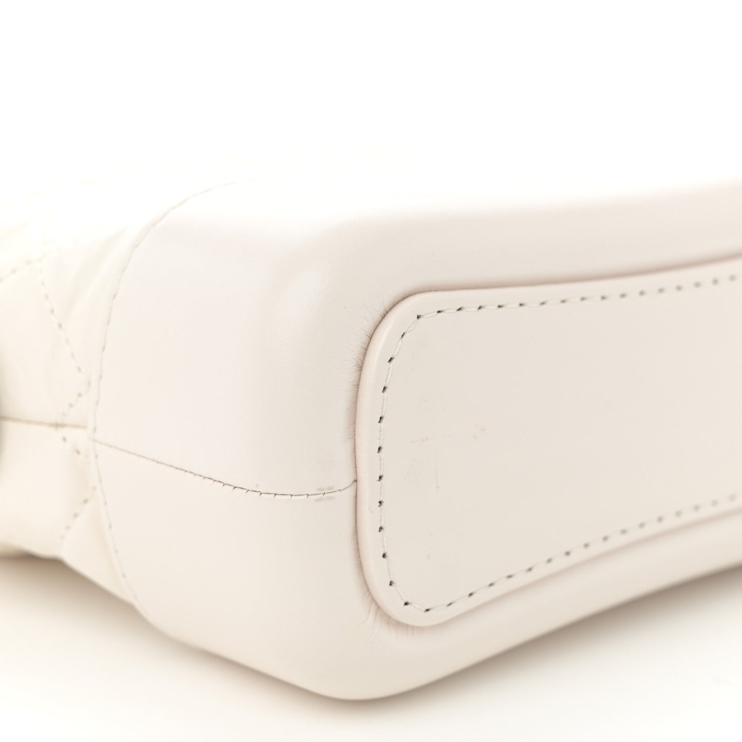 Aged Calfskin Quilted Small Gabrielle Hobo White