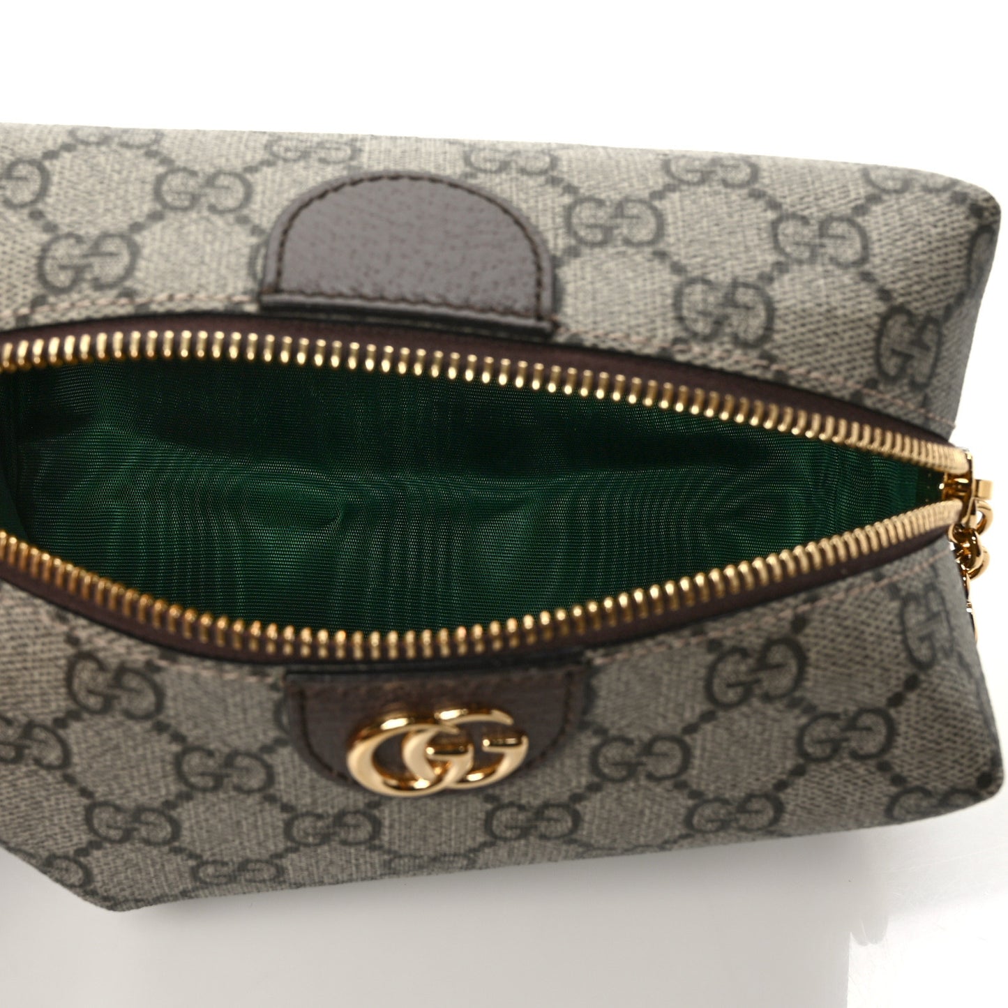 Soft GG Supreme Monogram Calfskin Medium Ophidia Cosmetic Case Beige Ebony New Acero
