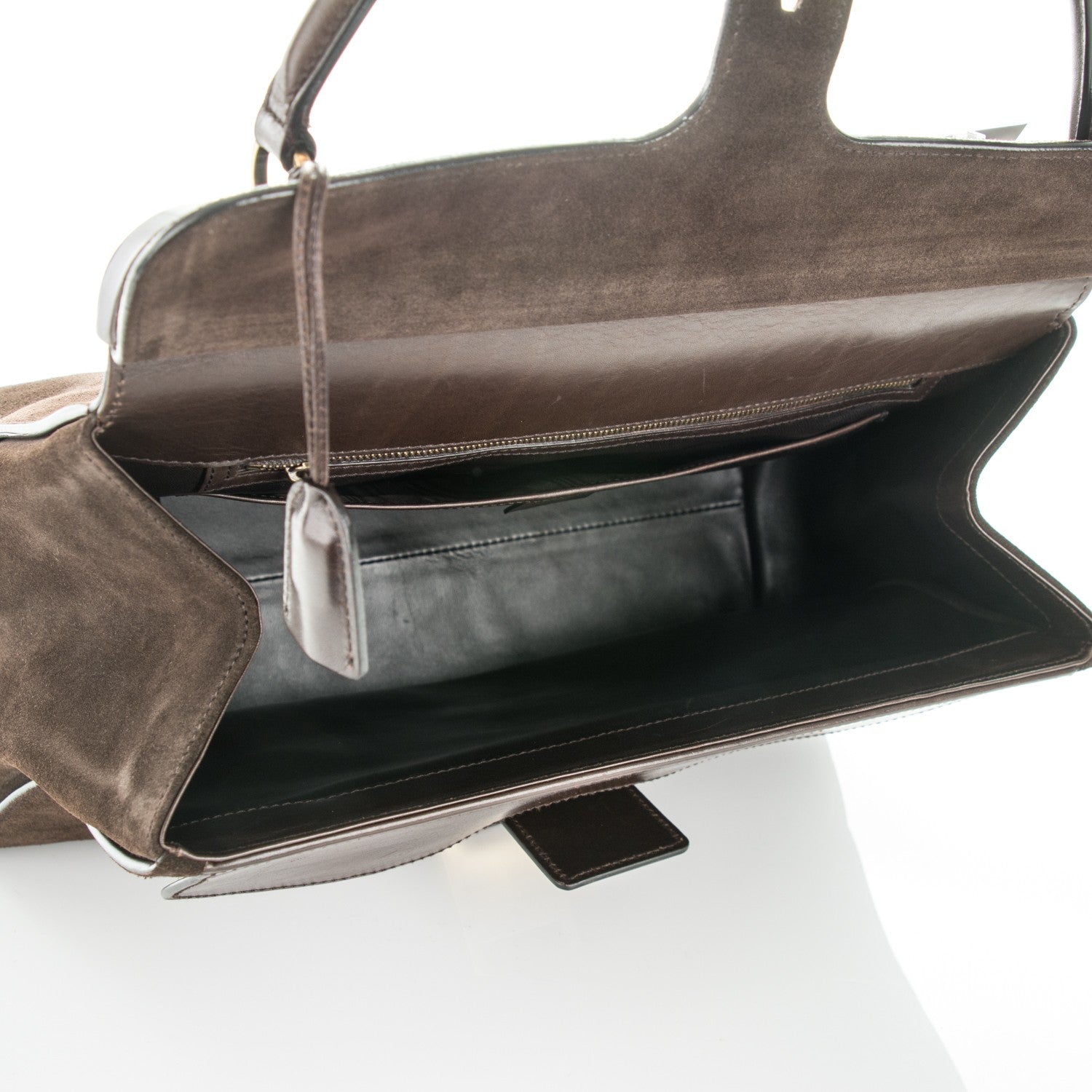 Gucci Calfskin Suede Top Handle Satchel Dark Brown 5 of 8