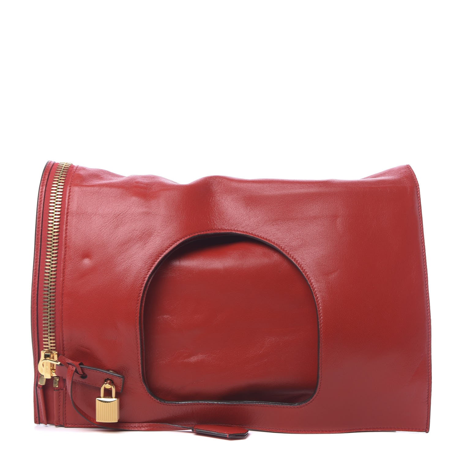 Tom Ford Ramskin Small Alix Padlock Zip Shoulder Bag Dark Orange 1 of 13