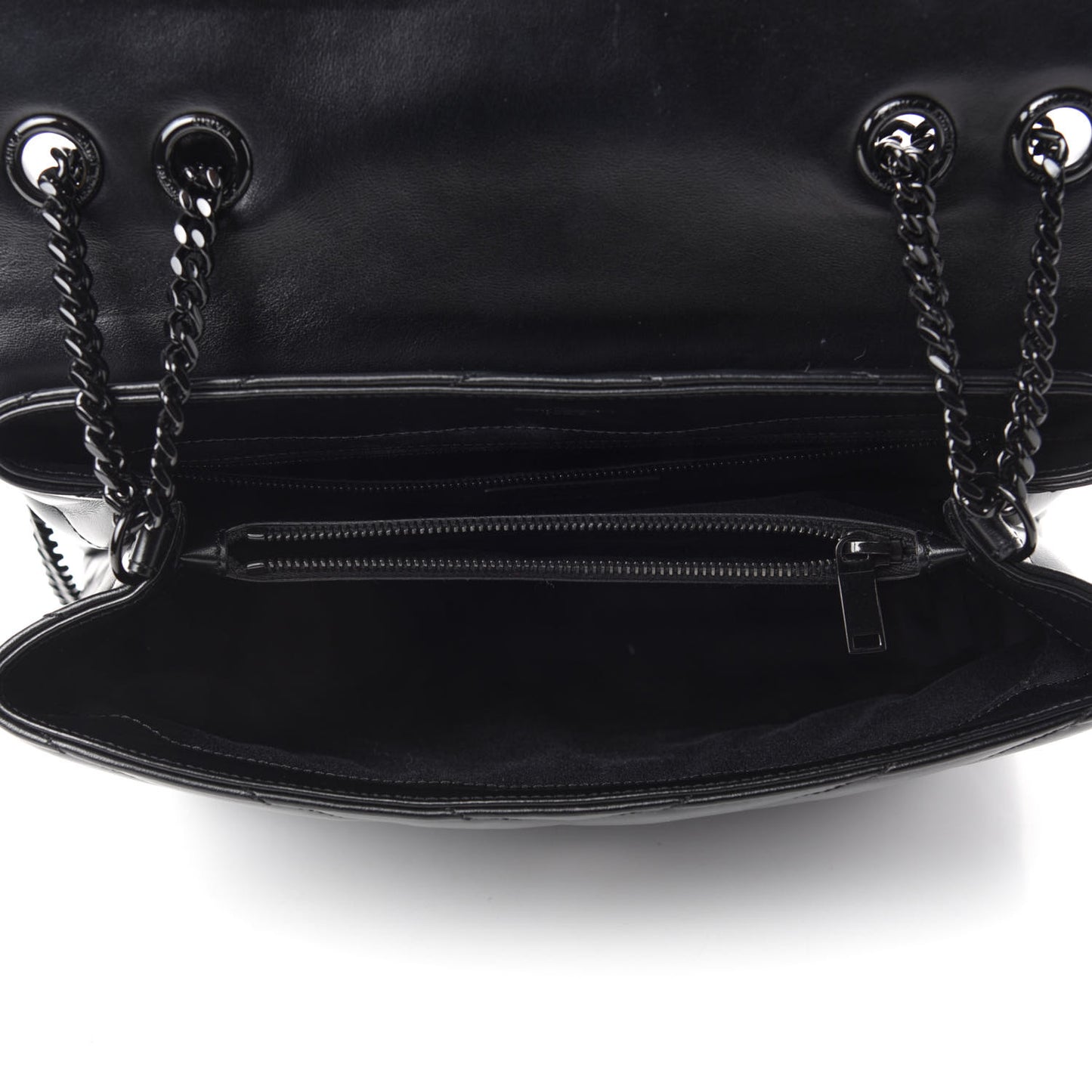 Calfskin Y Quilted Monogram Medium Loulou Chain Satchel Black