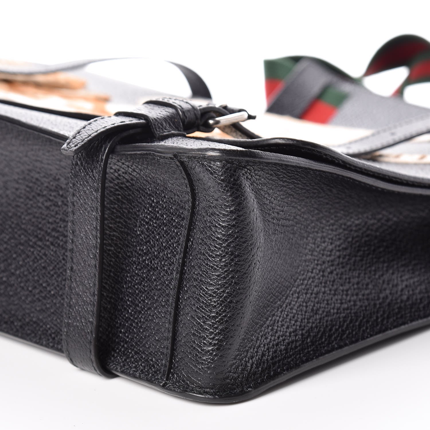 Gucci Calfskin Embroidered Tiger Messenger Bag Black 6 of 12