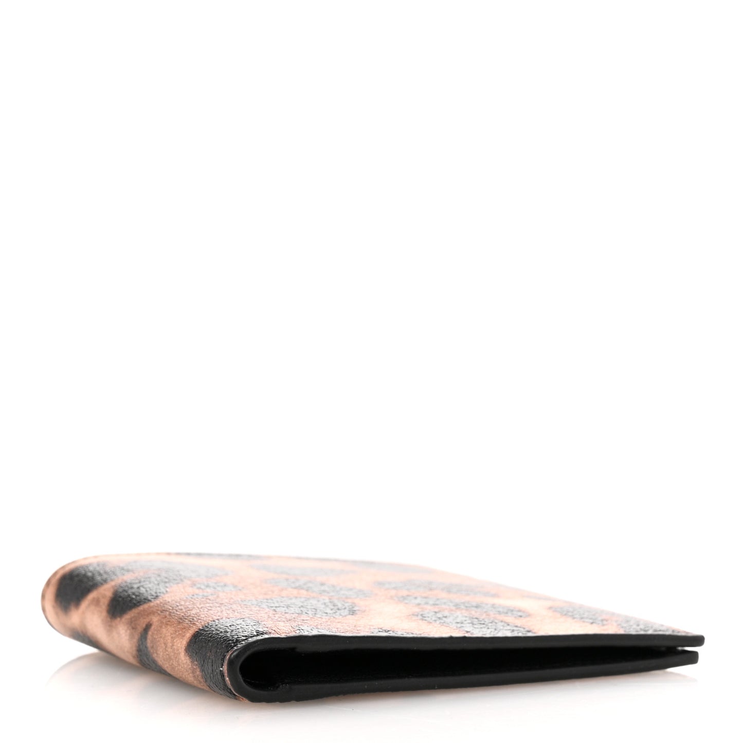Calfskin Leopard Print East West Wallet Natural Black