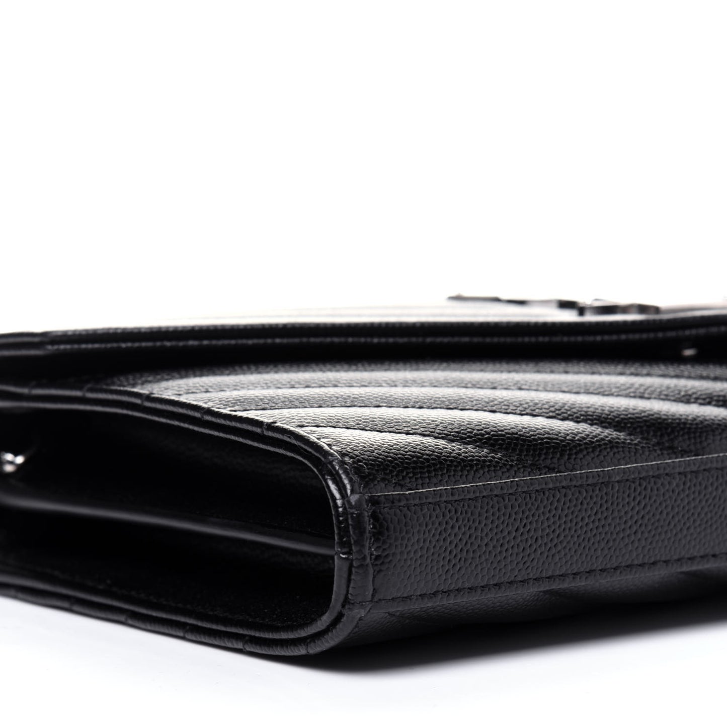 Grain De Poudre Matelasse Chevron Monogram Chain Wallet Black