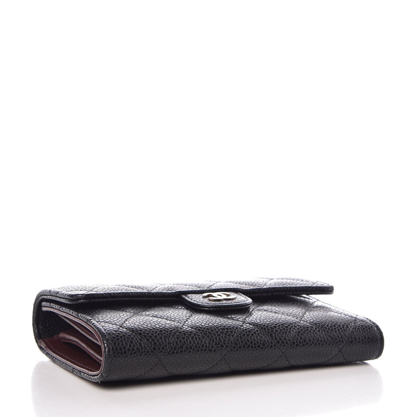Caviar Quilted Small Flap Wallet Black