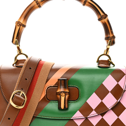 Gucci Calfskin Geometric Print Medium Bamboo 1947 Top Handle Bag Brown 8 of 10