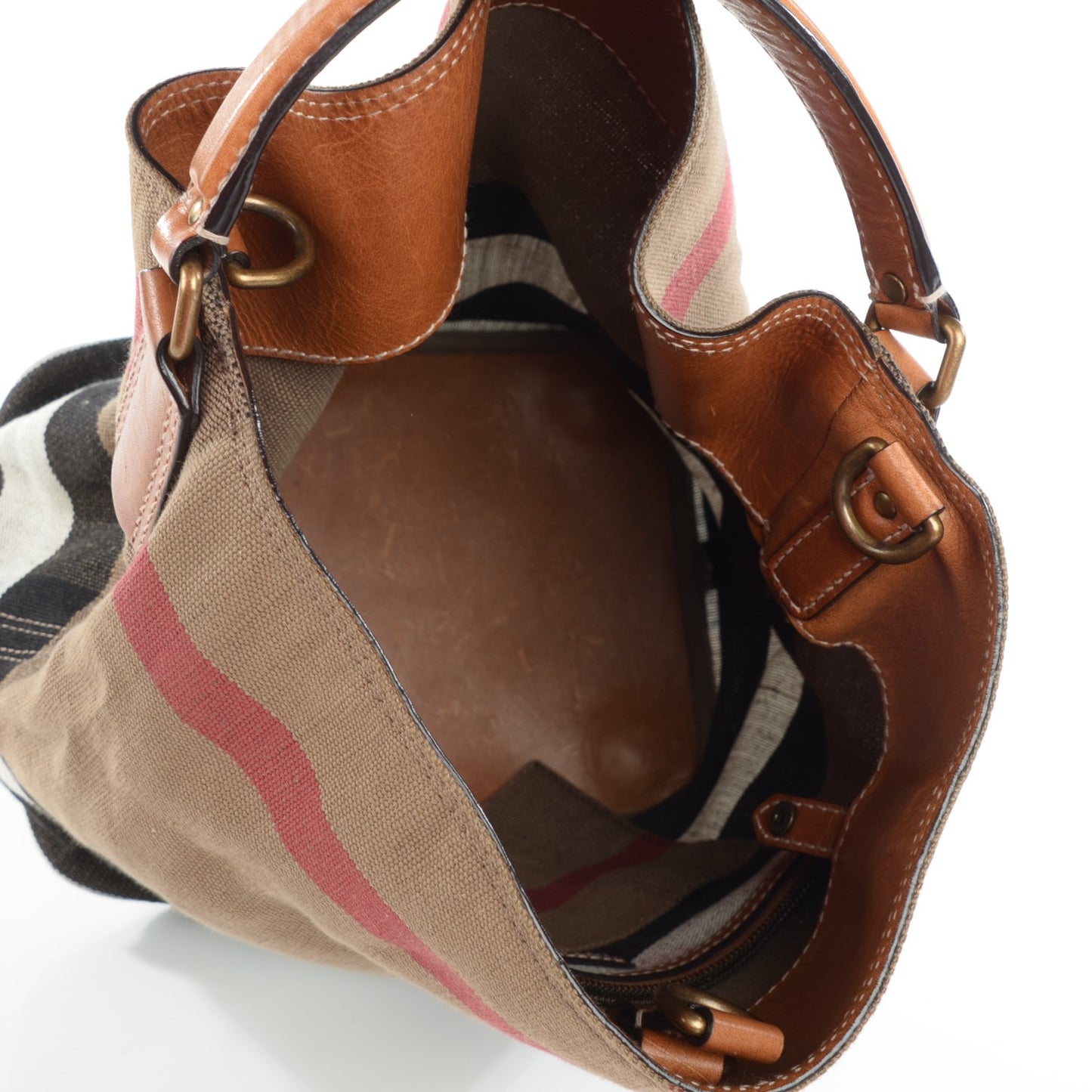 Canvas Mega Check Medium Susanna Hobo Saddle Brown