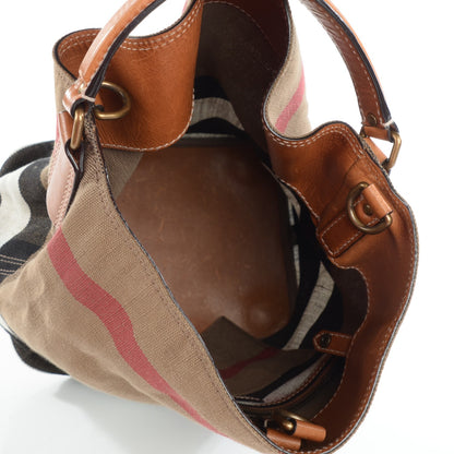 Burberry Canvas Mega Check Medium Susanna Hobo Saddle Brown 5 of 9