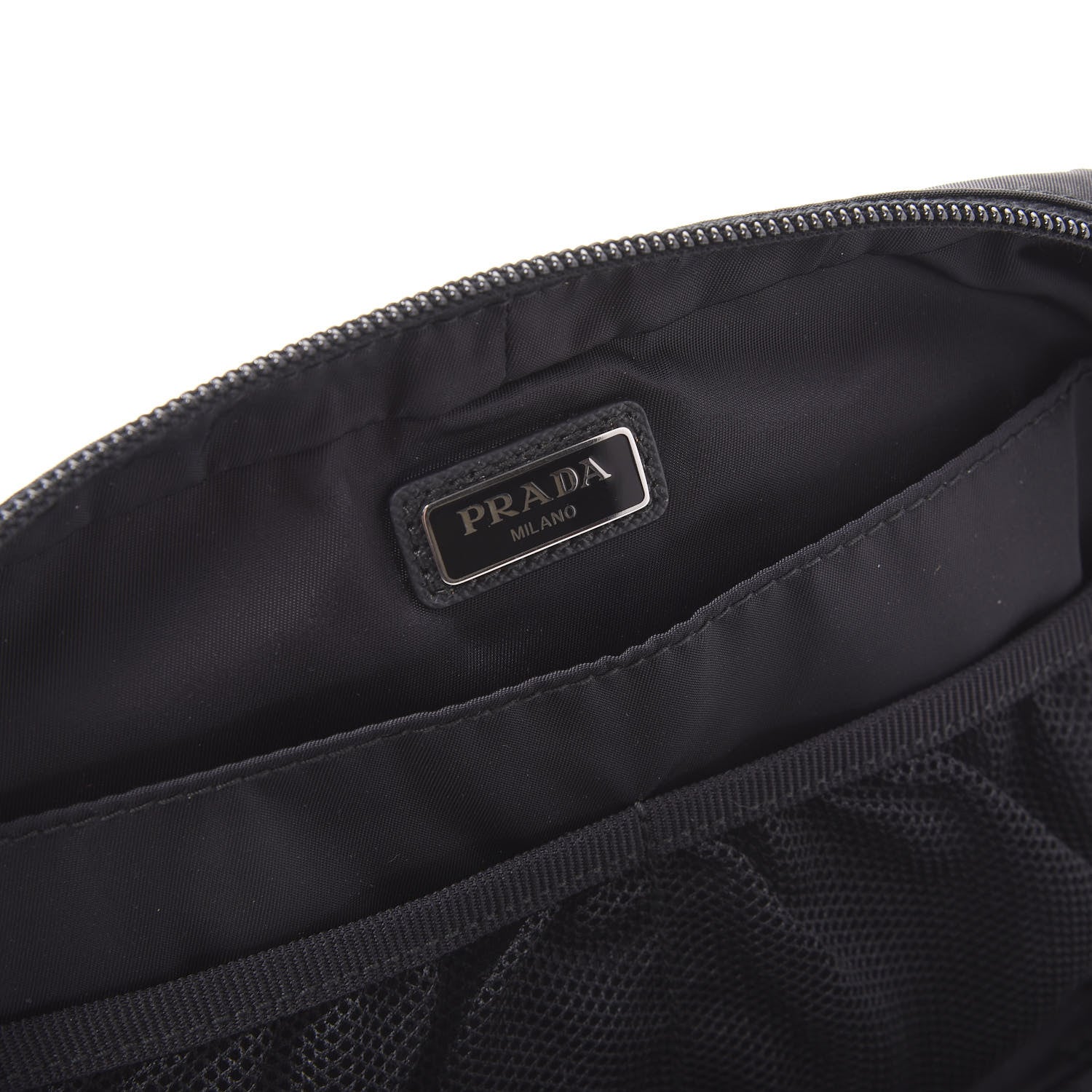 Prada Tessuto Nylon Saffiano Maniglia Pouch Black 5 of 8