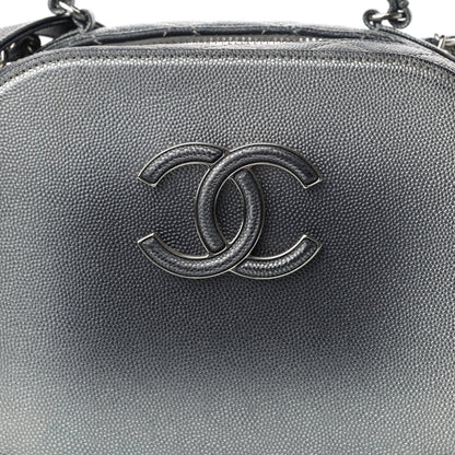 Chanel Metallic Caviar Small Coco Curve Vanity Bag Black Ruthenium Navy Blue Silver 8 of 11