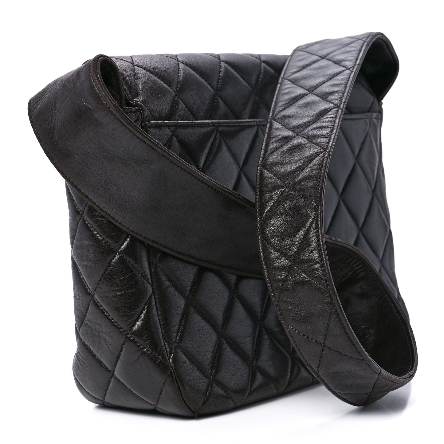 Lambskin Quilted CC Flap Shoulder Bag Black