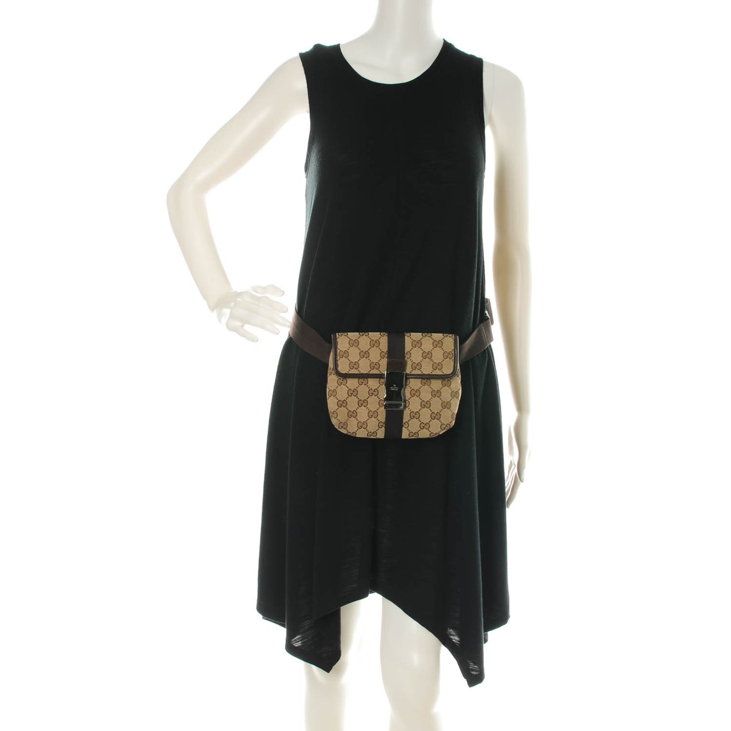GG Monogram Buckle Belt Bag Dark Brown
