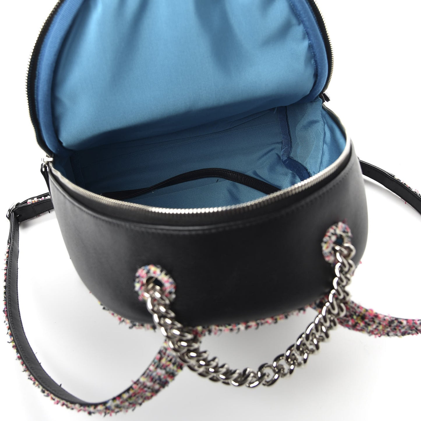 Lambskin Tweed Quilted Elegant Trim Backpack Black