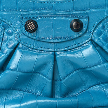 Balenciaga Extra Supple Calfskin Crocodile Embossed Le Cagole Shoulder Bag XS Turquoise 9 of 11