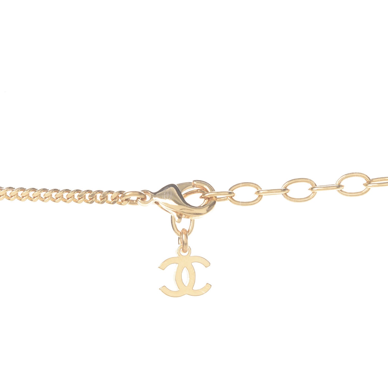 Chanel Metal Crystal Charm Necklace Purple Gold 6 of 7