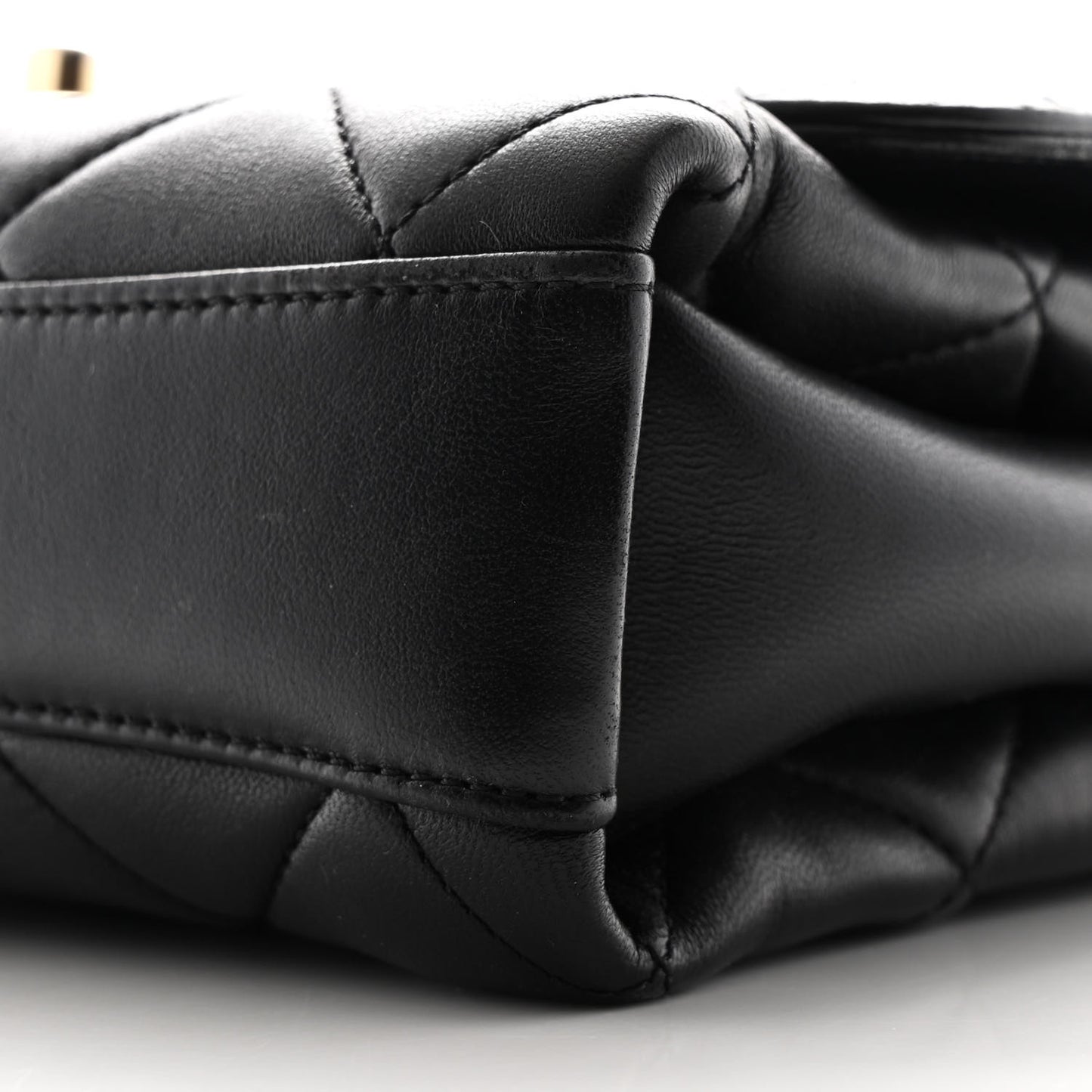 Lambskin Quilted CC Crystal Logo Chain Flap Black