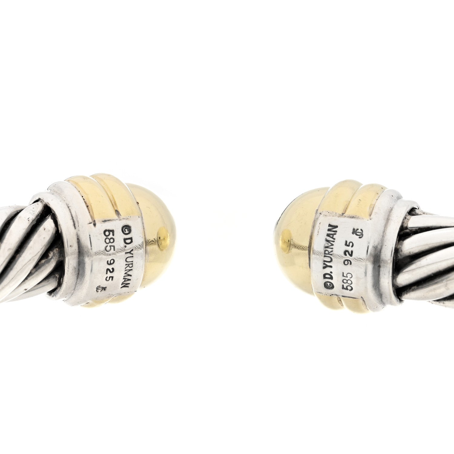 David Yurman Sterling Silver 14K Yellow Gold 10mm Cable Classics Hinged Bracelet 3 of 3