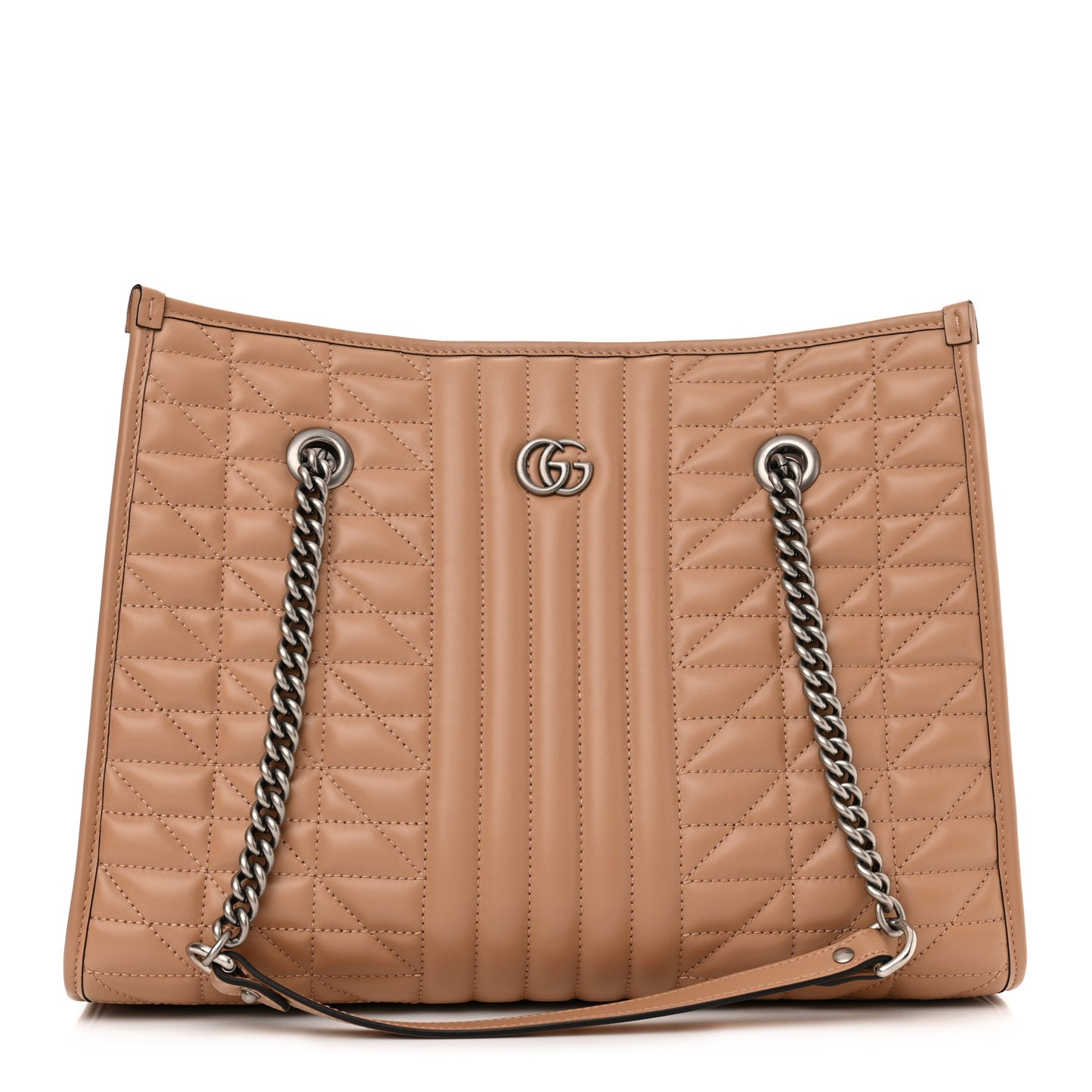 Calfskin Matelasse Aria Medium GG Marmont Shoulder Tote Camelia