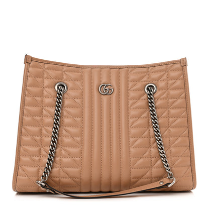Gucci Calfskin Matelasse Aria Medium GG Marmont Shoulder Tote Camelia 1 of 10