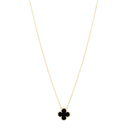Van Cleef & Arpels 18K Yellow Gold Black Onyx Vintage Alhambra Pendant Necklace 1 of 6
