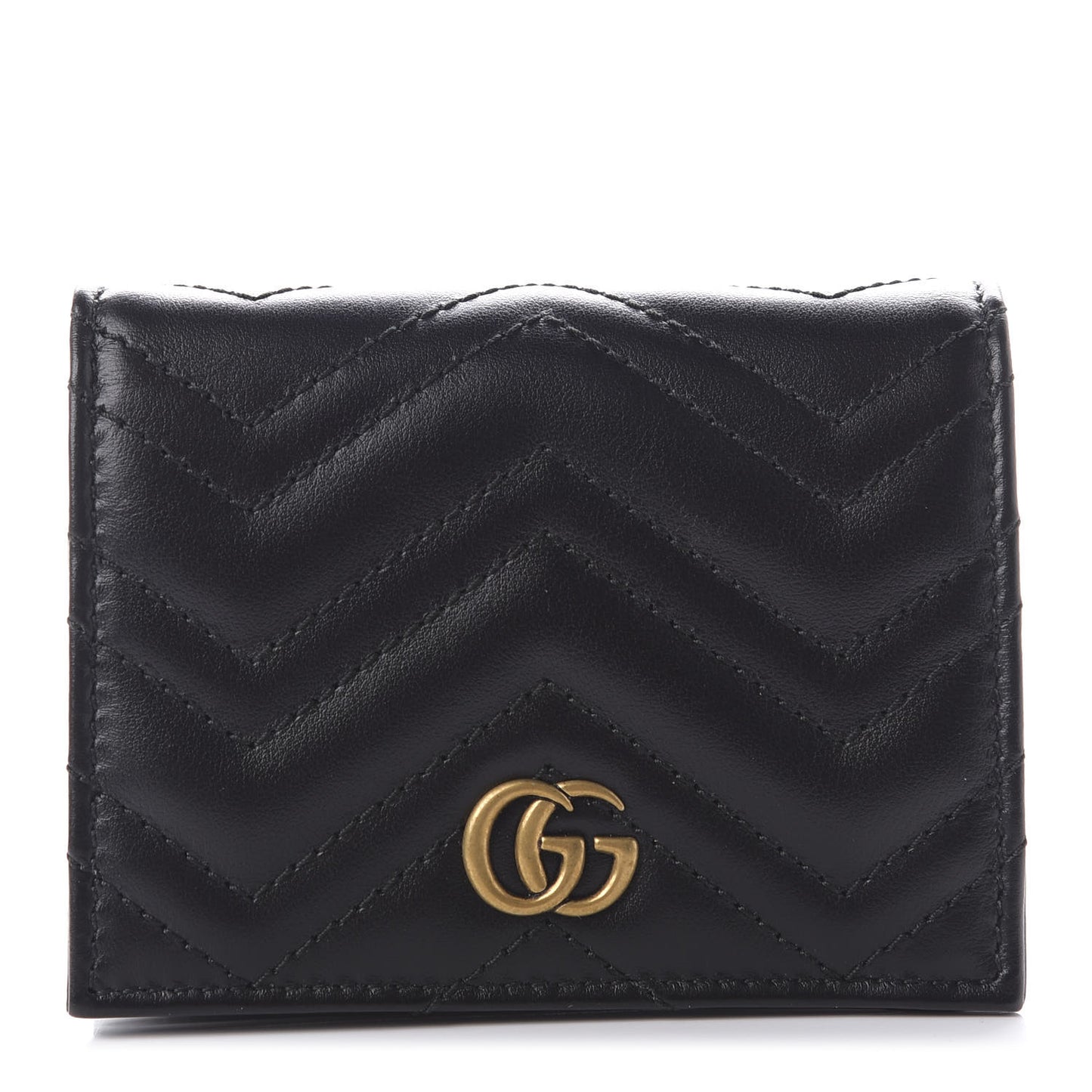 Calfskin Matelasse GG Marmont Card Case Wallet Black