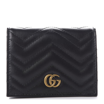 Gucci Calfskin Matelasse GG Marmont Card Case Wallet Black 1 of 8