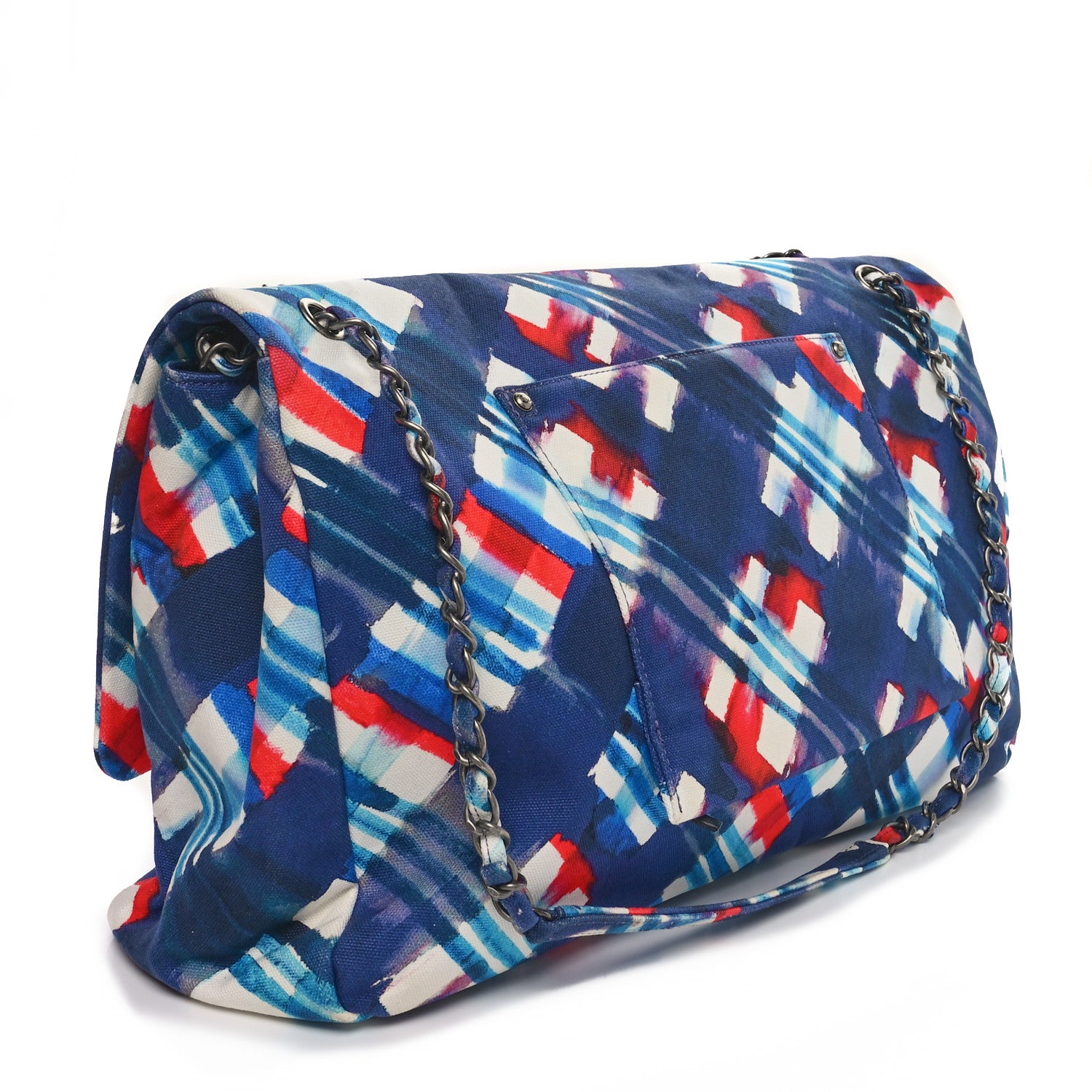 Chanel Canvas Airline Printed XXL Travel Flap Bag Blue Red White 3 of 10