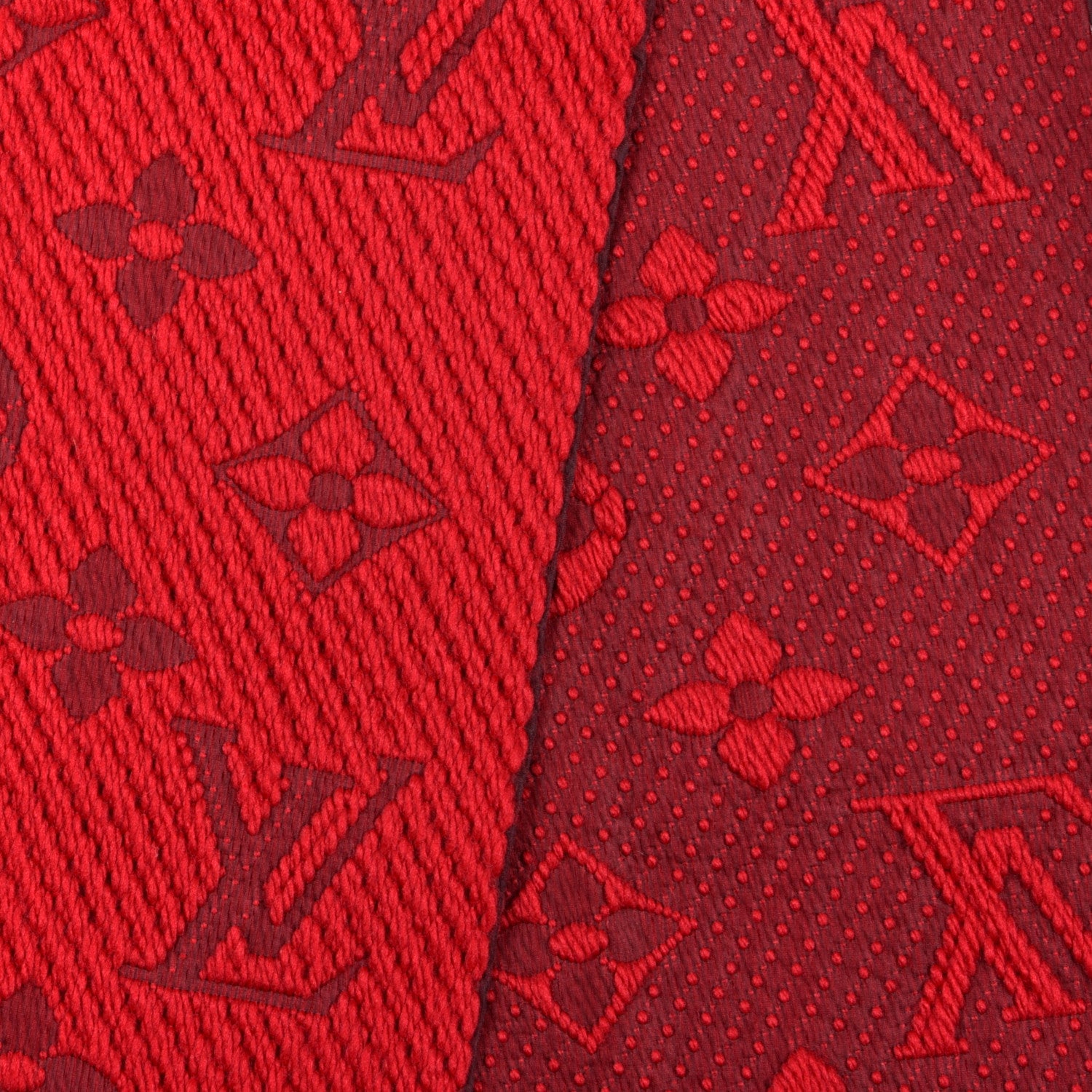 Louis Vuitton Wool Silk Logomania Scarf Rubis 6 of 8