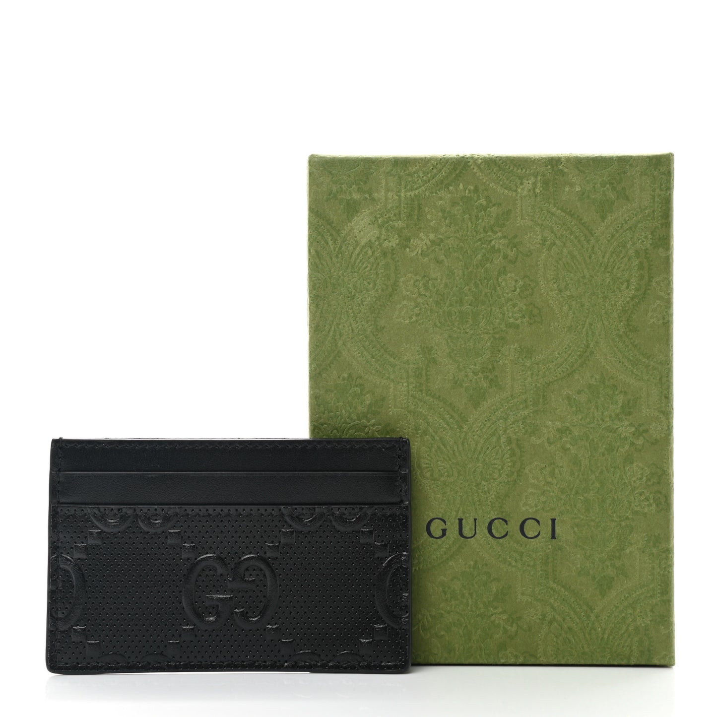Calfskin GG Tennis Embossed Card Holder Black