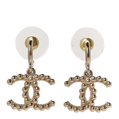 Chanel Metal Bead CC Drop Earrings Gold 1 of 6