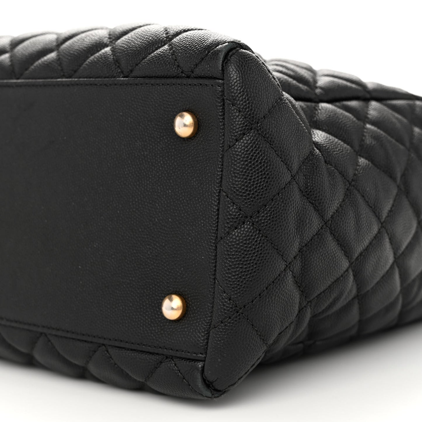 Caviar Quilted Coco Handle Shopping Tote Black