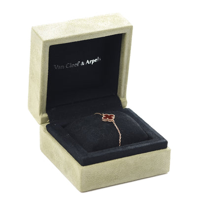 Van Cleef & Arpels 18K Rose Gold Carnelian Sweet Alhambra Bracelet 7 of 8