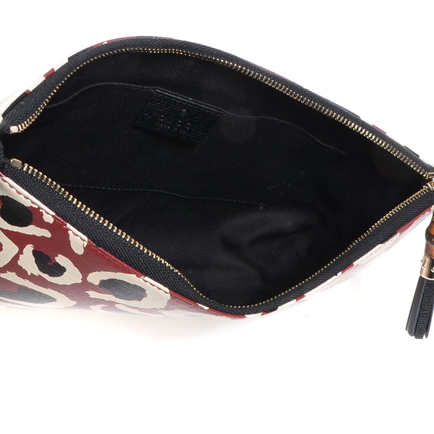 Leopard Print Leather Large Pouch