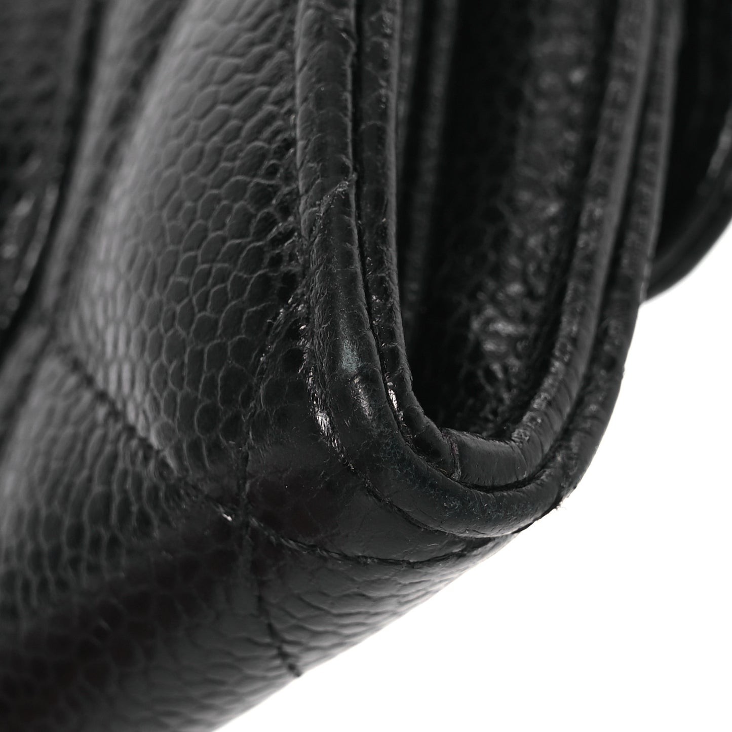 Caviar Quilted Large Gusset Flap Wallet Black
