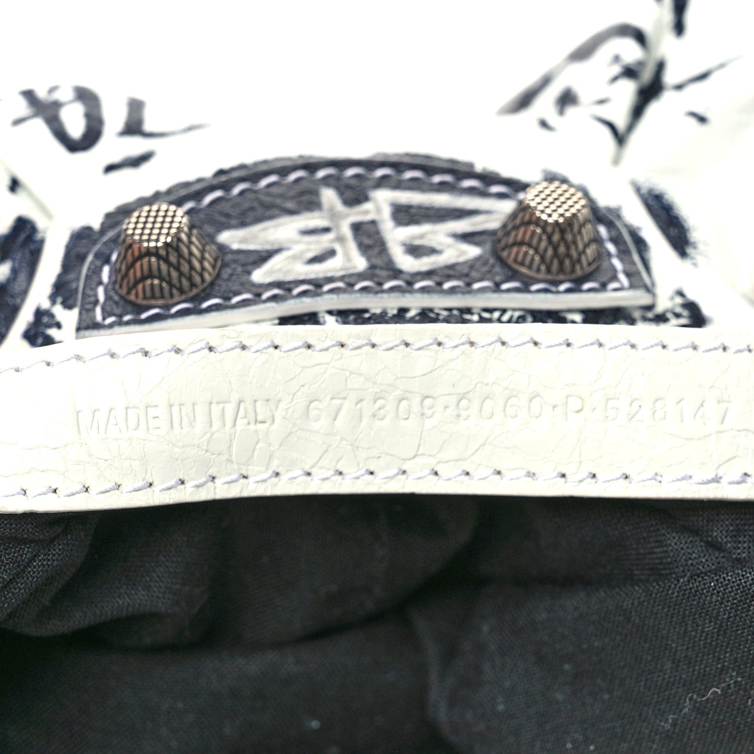 Balenciaga Agneau Arena Graffiti Le Cagole Shoulder Bag XS Black White 7 of 10