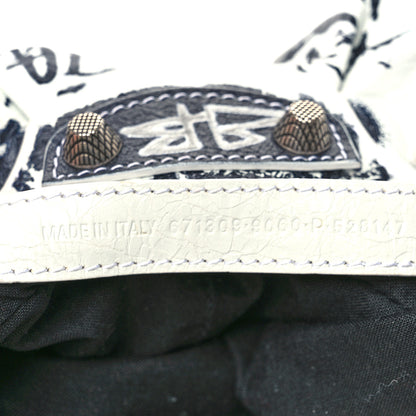 Balenciaga Agneau Arena Graffiti Le Cagole Shoulder Bag XS Black White 7 of 10