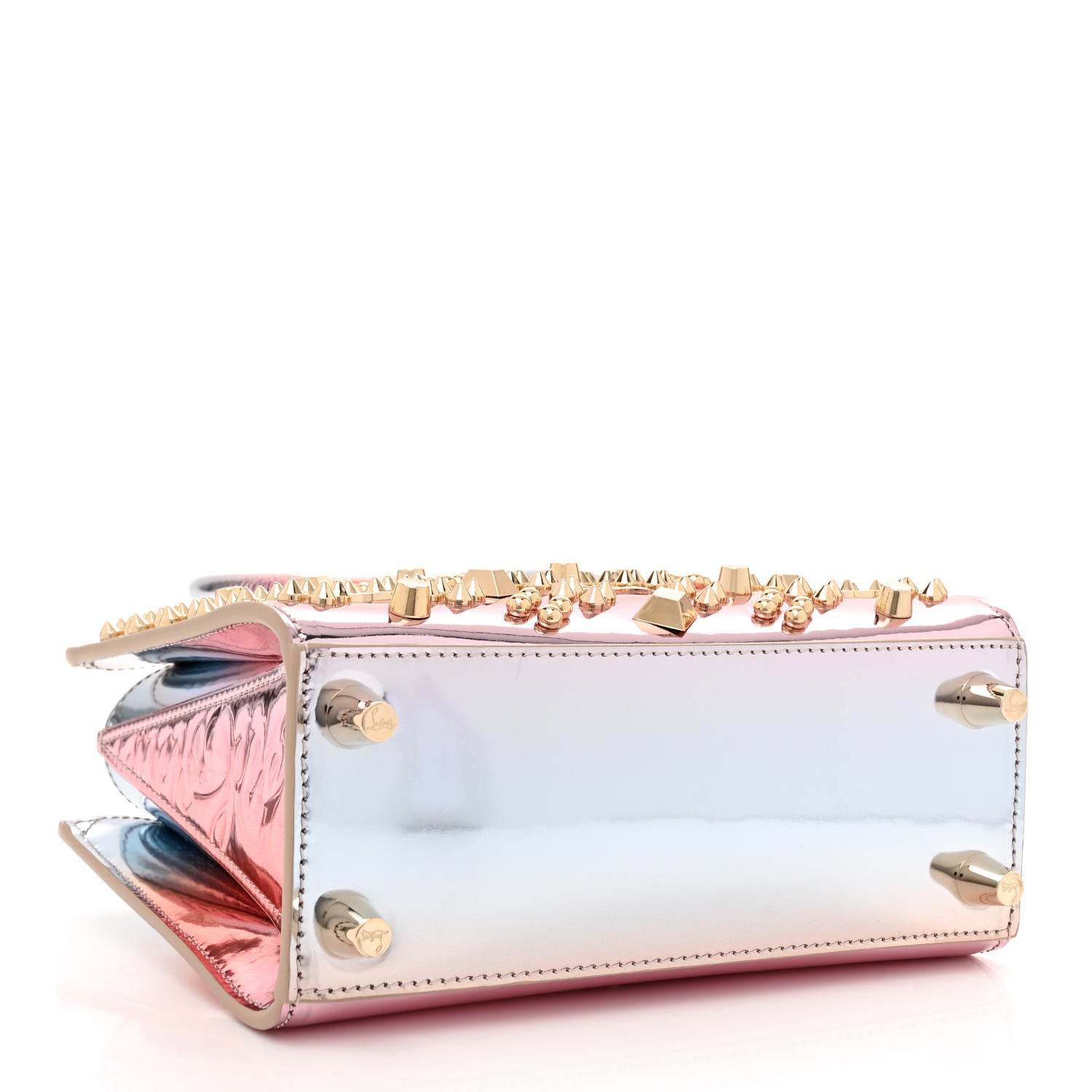Christian Louboutin Mirror Degrade Spikes Loubinthesky Mini Paloma Leche Gold 4 of 12