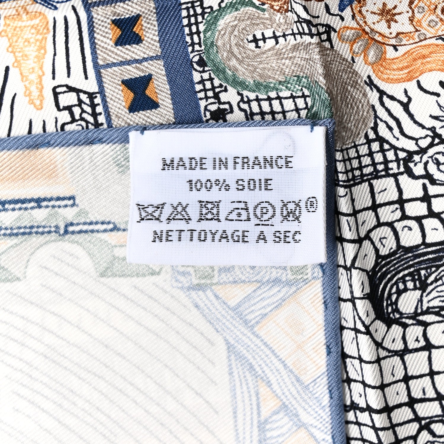 Hermes Silk Twill Super Silk Quest Detail Scarf 45 Bleu Jean Brun Vert 2 of 3