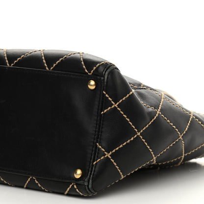 Chanel Calfskin Contrast Stitch Surpique Tote Black 10 of 15