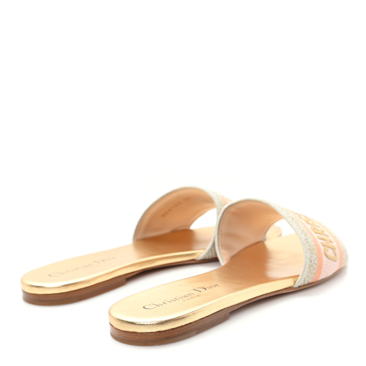 Christian Dior Canvas Lurex Embroidered Dway Flat Slide Sandals 38